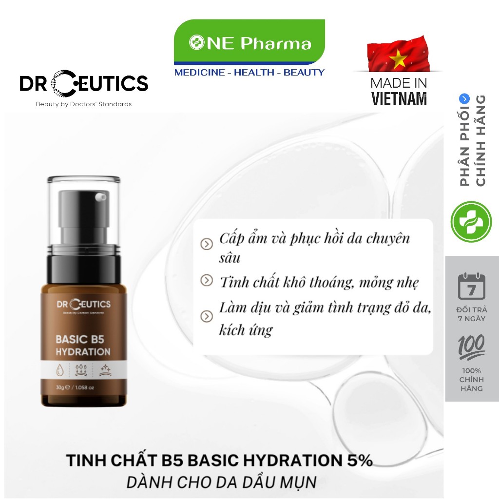 Tinh Chất B5 Basic Hydration 5% Dr Ceutics Cho Da Dầu Mụn 30ml