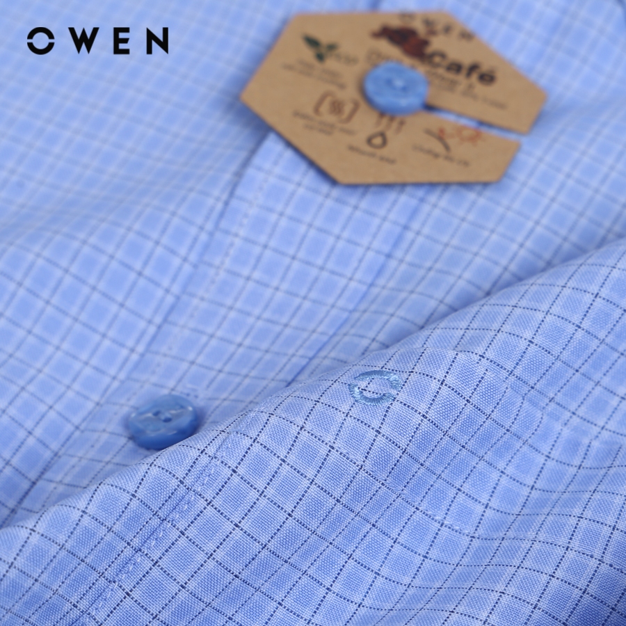 OWEN - Áo sơ mi dài tay Slim Fit màu Xanh chất liệu Cafe T-Cool - AS20963DT