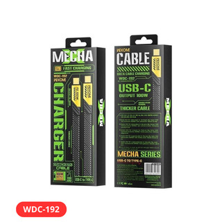 Cáp sạc nhanh 100W TypeC to TypeC Wekome WDC 192 chính hãng 2 đầu kim loại mạ vàng hỗ trợ sạc thiết bị Android Laptop