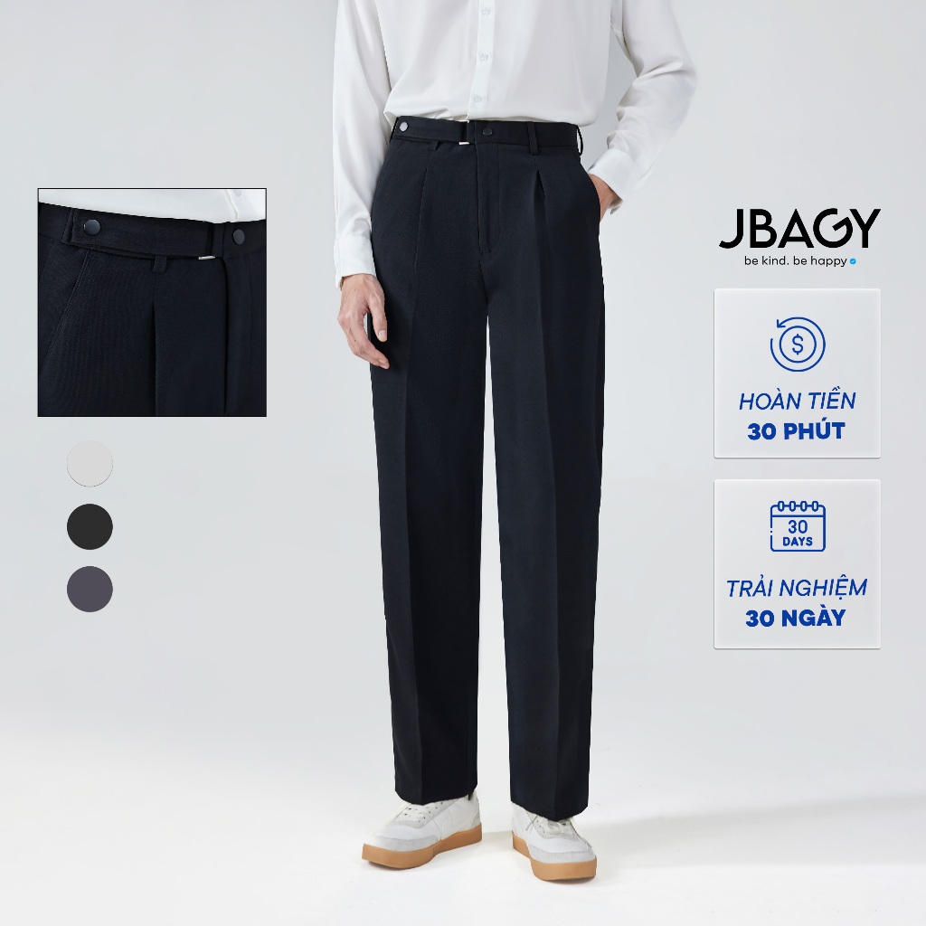 Quần dài nam dáng suông ống đứng JBAGY cạp cao cách điệu đai điều chỉnh xu hướng mới - JD0106