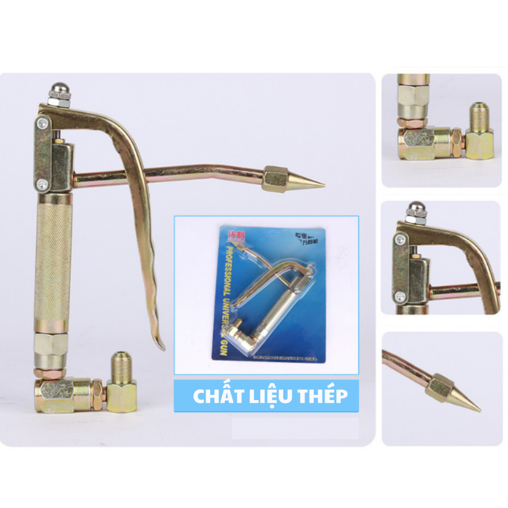 Súng bơm mỡ bò dùng bình hơi khí nén tay cầm xoay 360 độ bơm mỡ cầm tay khí nén chất liệu thép