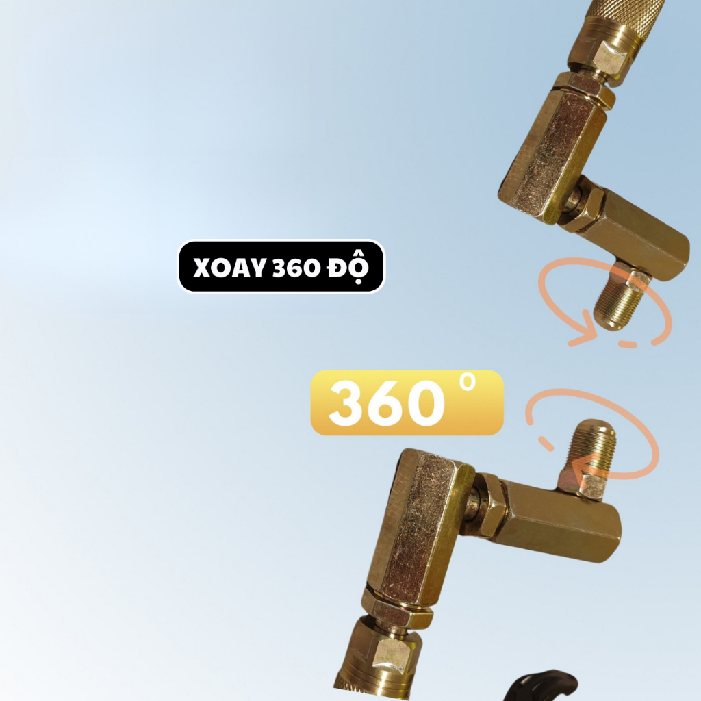 Súng bơm mỡ bò dùng bình hơi khí nén tay cầm xoay 360 độ bơm mỡ cầm tay khí nén chất liệu thép