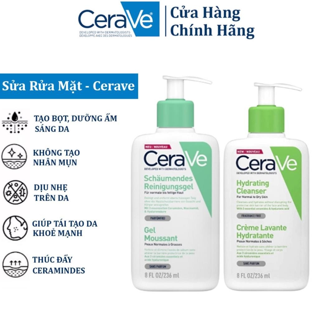 Sữa Rửa Mặt CeraVe SA Smoothing, Hydrating, Foaming Cleanser - Cho Da Dầu Mụn, Khô, Nhạy Cảm 