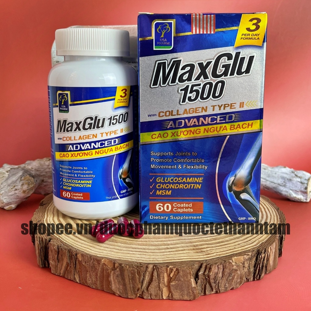 Viên uống MAXGLU 1500 bổ xung glucosamine hỗ trợ xương khớp – Hộp 60 viên