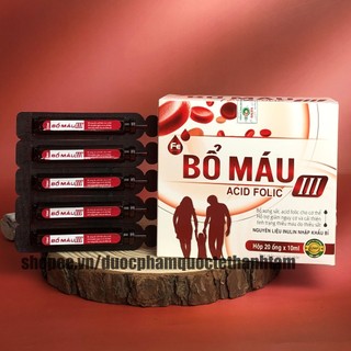 Siro bổ máu ACID FOLIC giảm tình trạng thiếu máu, bổ sung sắt cho bé ,phụ nữ đang mang thai, bà bầu - Hộp 20 ống