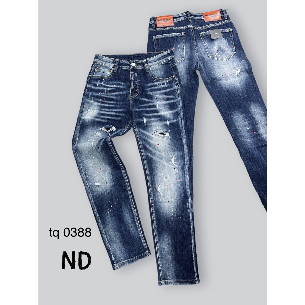 Quần Bò Nam DSQ Biker hàng ĐẸP mới cập bến, quần jean côn nam DSQ khóa cúc xanh đậm vảy sơn mài bạc hot MS 12