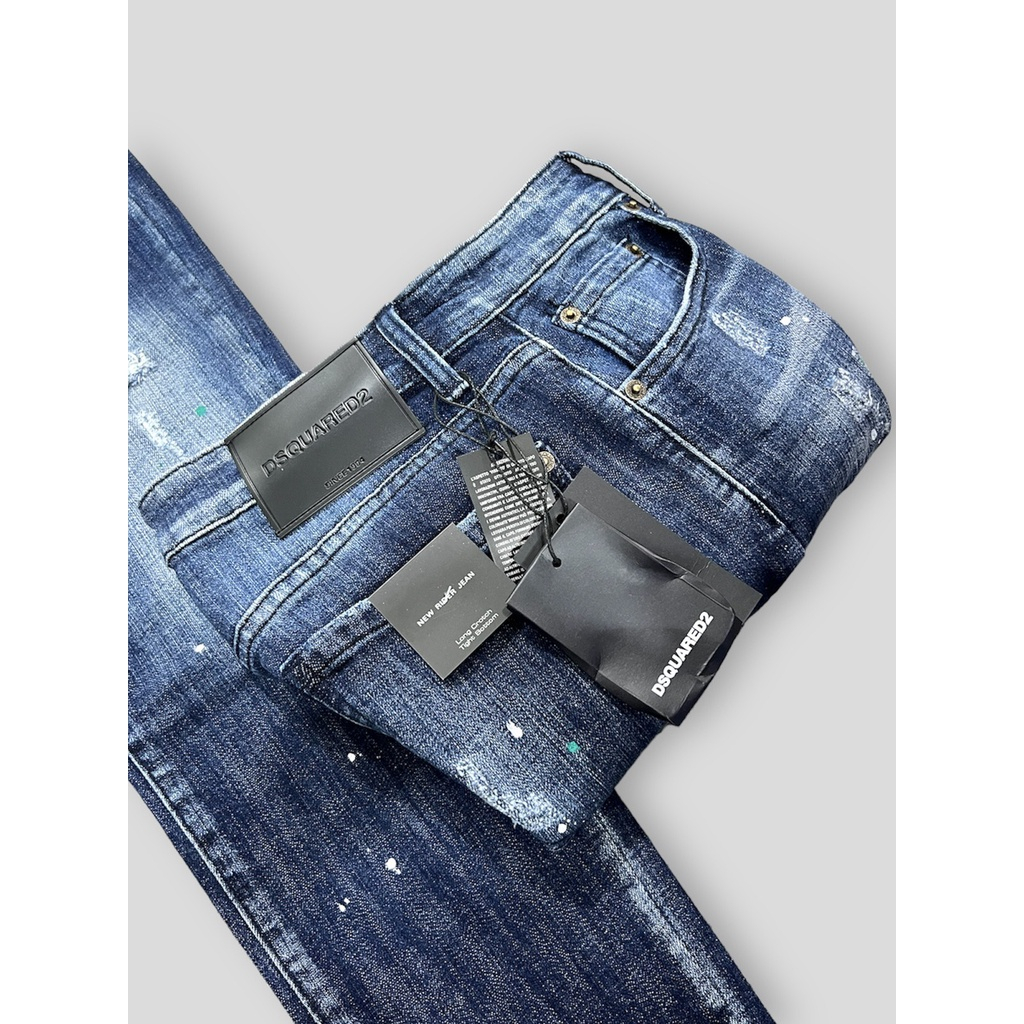 Quần Bò Nam DSQ Biker hàng ĐẸP mới cập bến, quần jean côn nam DSQ khóa cúc xanh đậm vảy sơn mài bạc hot MS 12