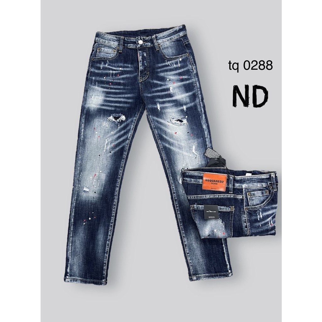 Quần Bò Nam DSQ Biker hàng ĐẸP mới cập bến, quần jean côn nam DSQ khóa cúc xanh đậm vảy sơn mài bạc hot MS 12