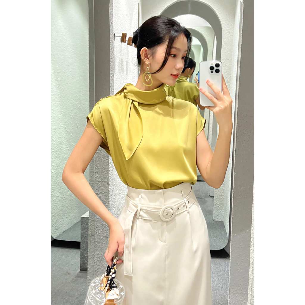 Áo tay liền cổ thắt nơ - Everluxe