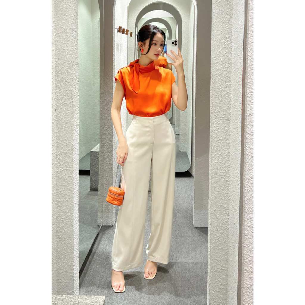 Áo tay liền cổ thắt nơ - Everluxe