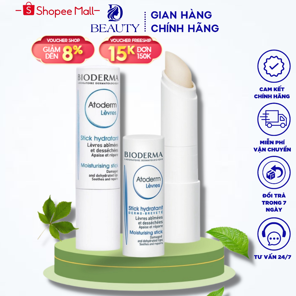 Son Dưỡng Môi Bioderma Atoderm Lèvres Stick Hydratan 4g dưỡng môi khô nứt nẻ và tổn thương