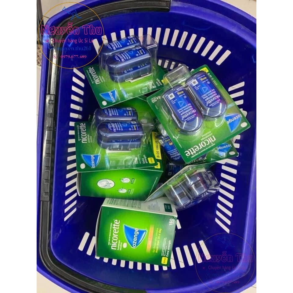 Kẹo ngậm cai thuốc lá hiệu quả cao Nicorette Lozenge 2mg, 4mg vị bạc hà, trái cây thơm mát 80 viên Úc