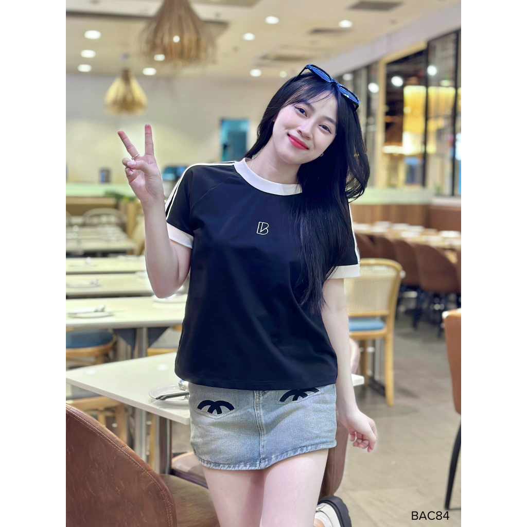Áo thun form vừa phối thêu CB phong cách năng động CHIBEST BAC84