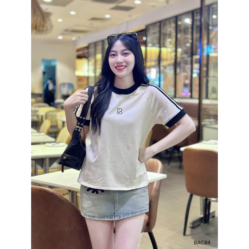 Áo thun form vừa phối thêu CB phong cách năng động CHIBEST BAC84