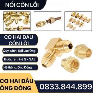 Co 90 Độ Hai Đầu Nối Côn Lồi Cho Điện Lạnh & Khí Nén & Hàn Ống Đồng 12 16 - Brass Flare Male Elbow, Cong Rắc Co Ren Npt