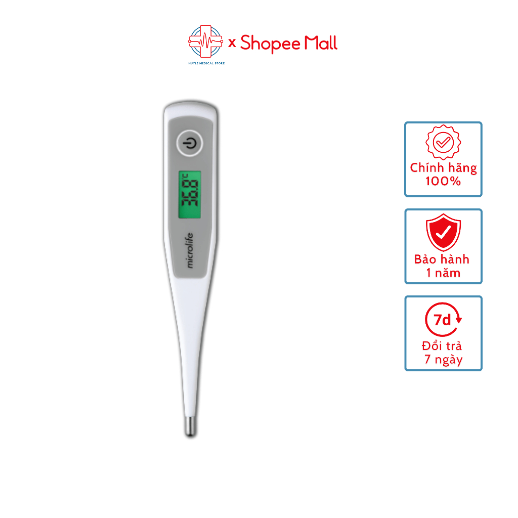 Nhiệt kế điện tử Microlife MT 500 chống thấm nước KHÔNG thuỷ ngân, đo chính xác trong 30s - Huyle