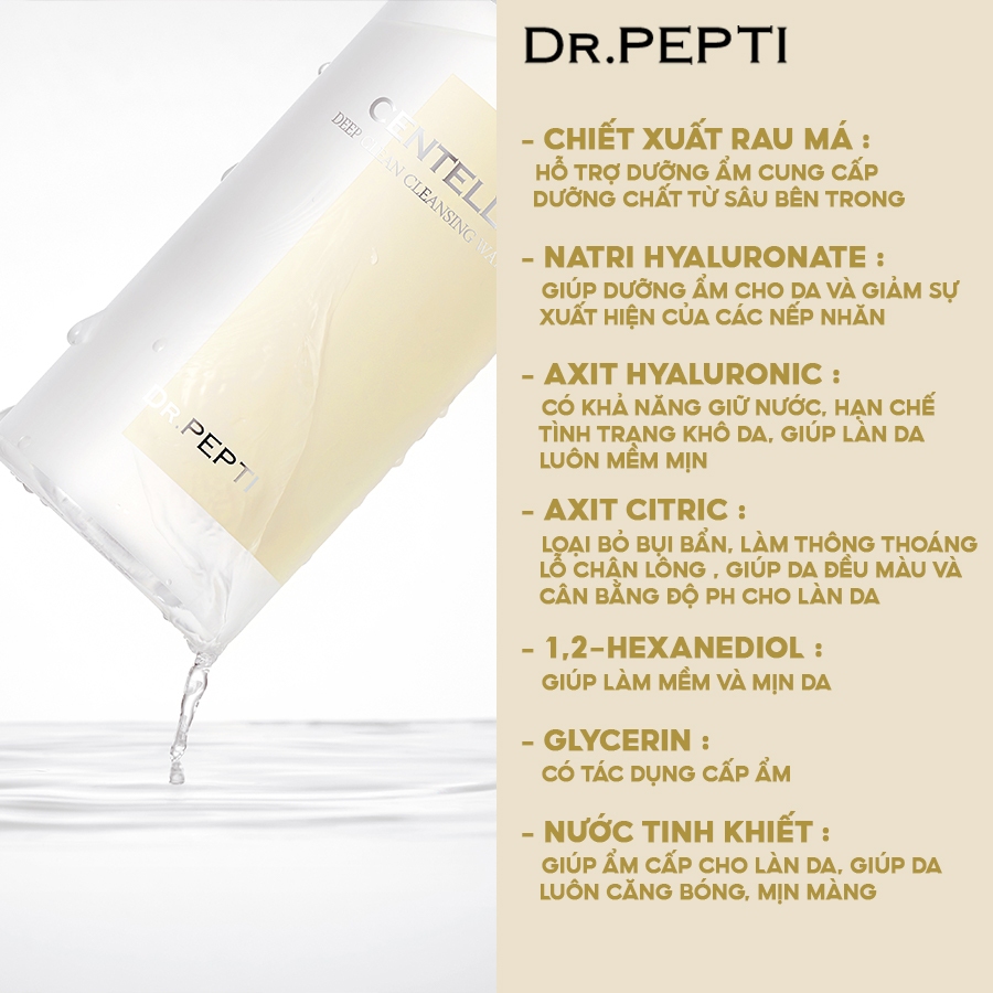 Nước Tẩy Trang Lành Tính DR.PEPTI CENTELLA DEEP CLEAN CLEANSING WATER 400ml