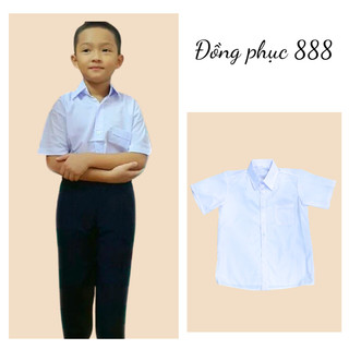 Áo trắng cộc tay dài tay đồng phục học sinh, áo sơ mi trắng cho học sinh tiểu học và trung học