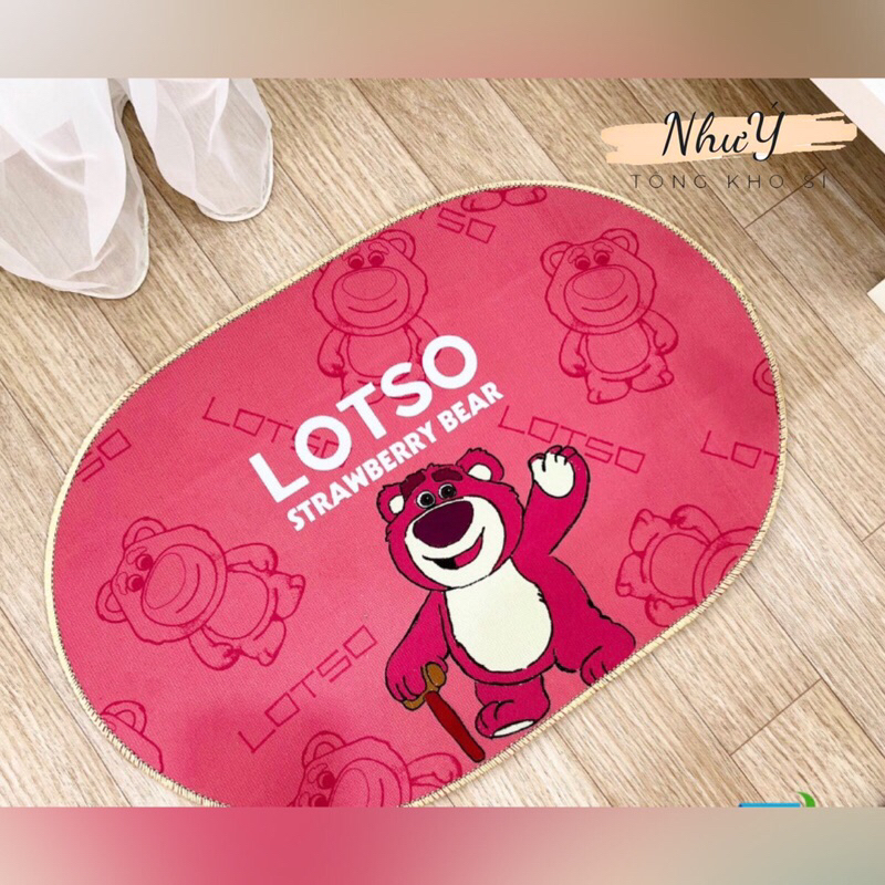 Thảm lau chân thấm nước Gấu Dâu Lotso Hồng Siêu Cute