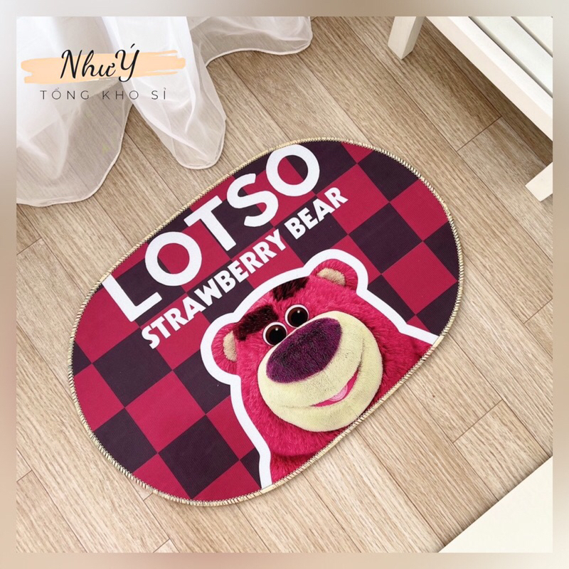 Thảm lau chân thấm nước Gấu Dâu Lotso Hồng Siêu Cute