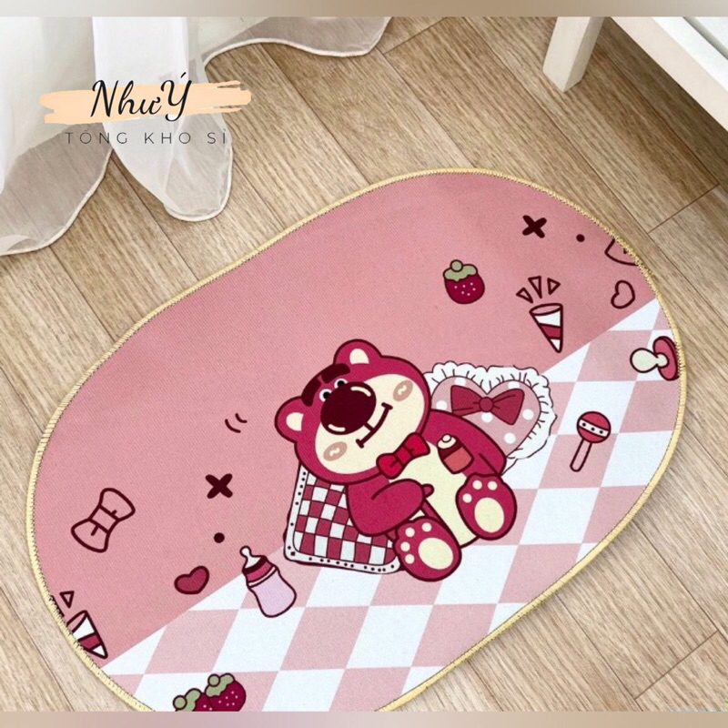 Thảm lau chân thấm nước Gấu Dâu Lotso Hồng Siêu Cute