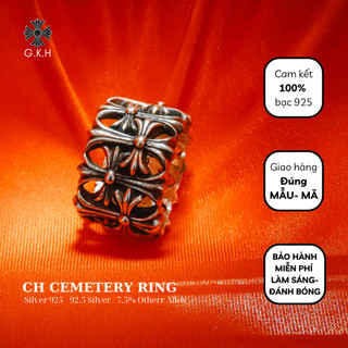 Nhẫn Chrome Hearts Cemetory nam nữ bạc 925 phong cách cá tính, Nhẫn bạc nam nữ CH Cemetory sang trọng