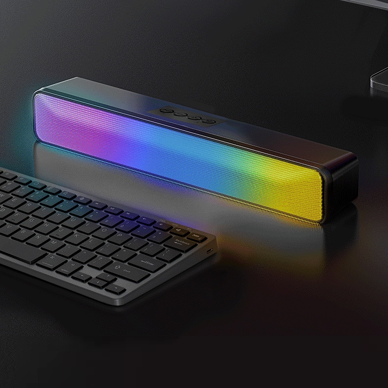 Loa Bluetooth Soundbar RGB, Có Khe Cắm Thẻ Nhớ, USB Dùng Cho Máy Tính, PC, Điện Thoại