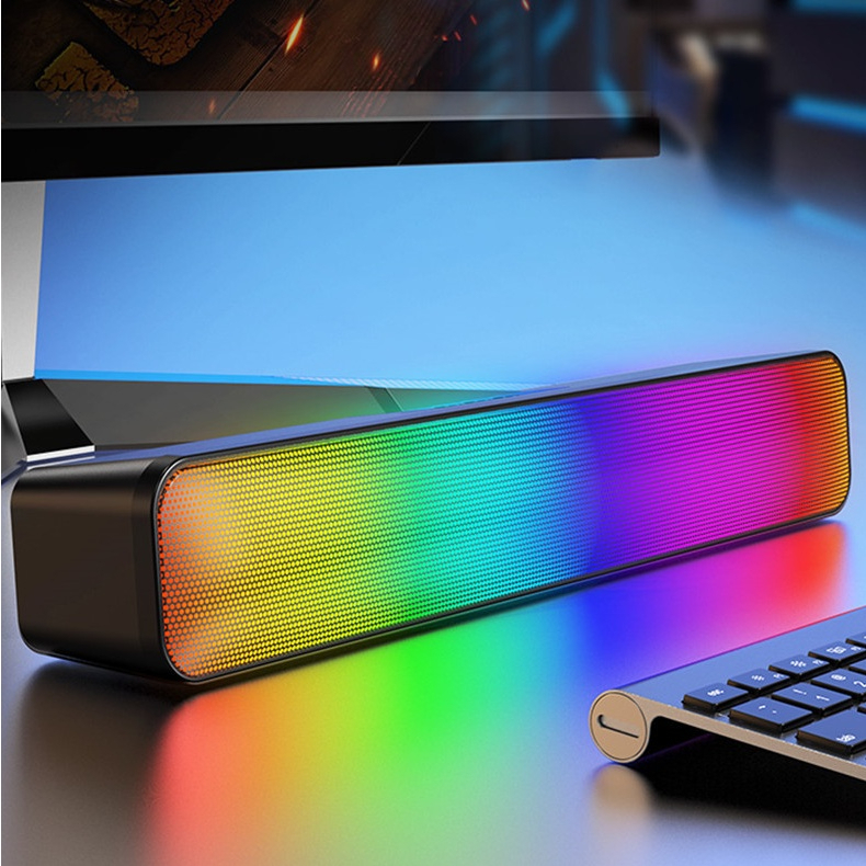 Loa Bluetooth Soundbar RGB, Có Khe Cắm Thẻ Nhớ, USB Dùng Cho Máy Tính, PC, Điện Thoại