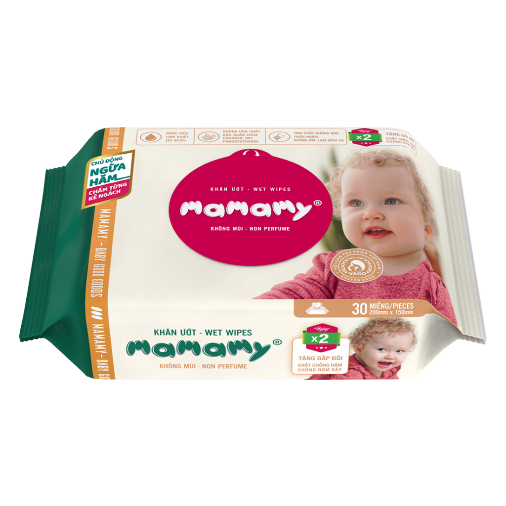 Khăn giấy ướt Mamamy ngừa hăm, không mùi an toàn cho bé
