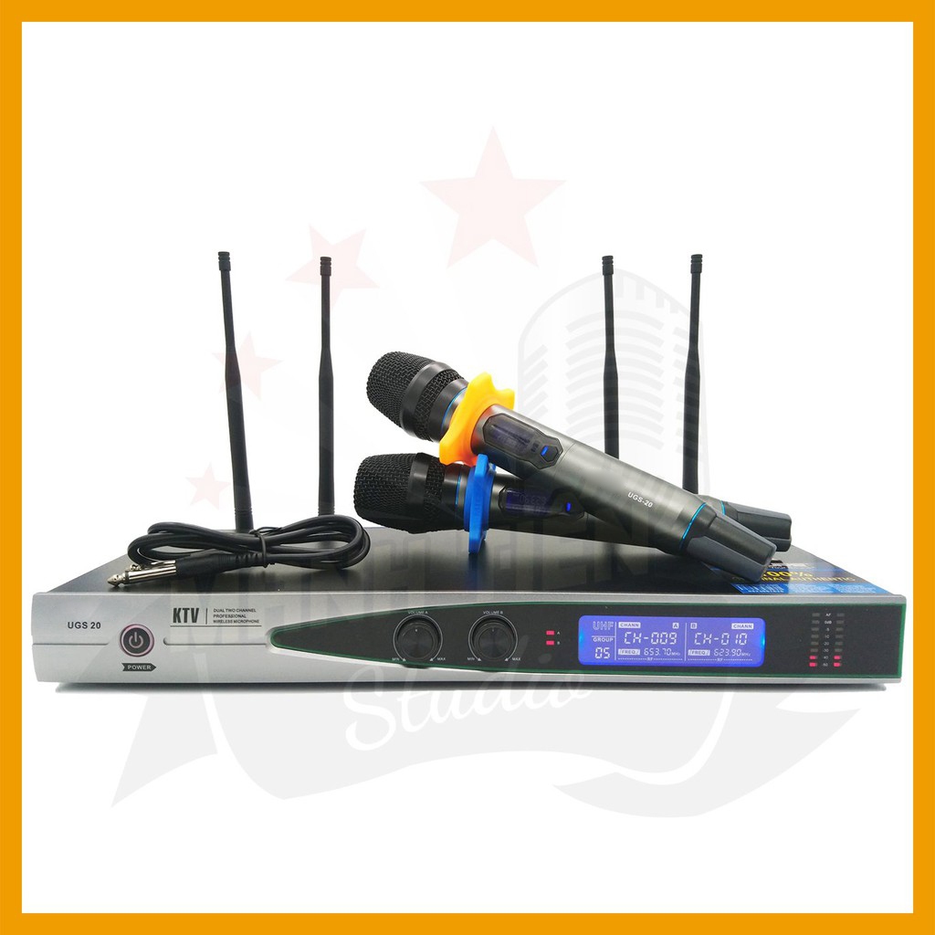 Micro karaoke không dây UGS20 - 4 râu sóng khỏe, hát nhẹ và chống hú tốt bắt sóng xa bảo hành vàng 12 tháng
