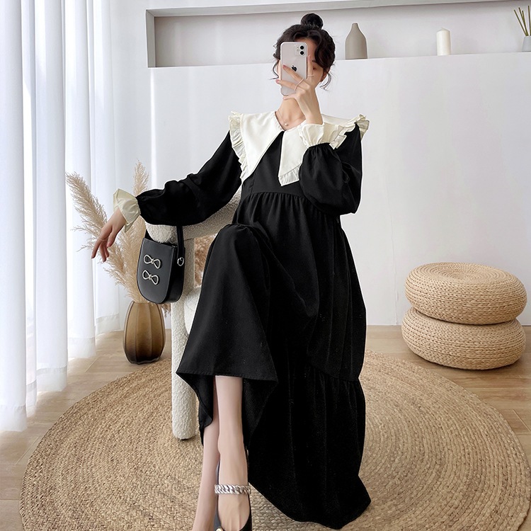 Váy bầu thiết kế nhún 3 tầng cổ bèo xinh xắn