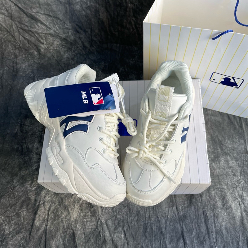 Giày MLB Big Ball Chữ NY Màu Trắng Xanh