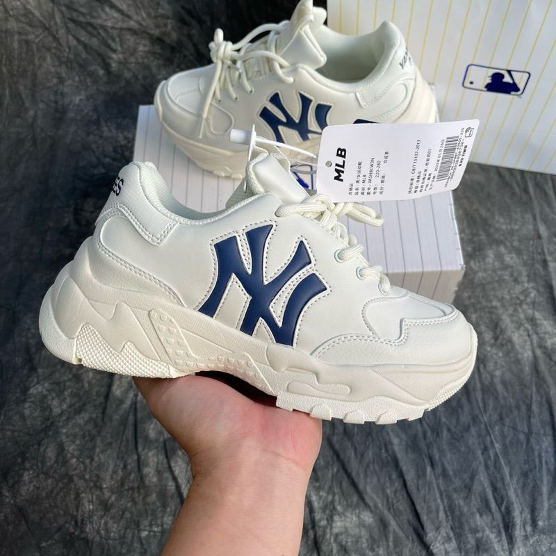 Giày MLB Big Ball Chữ NY Màu Trắng Xanh