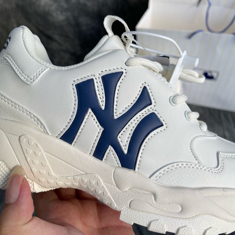 Giày MLB Big Ball Chữ NY Màu Trắng Xanh