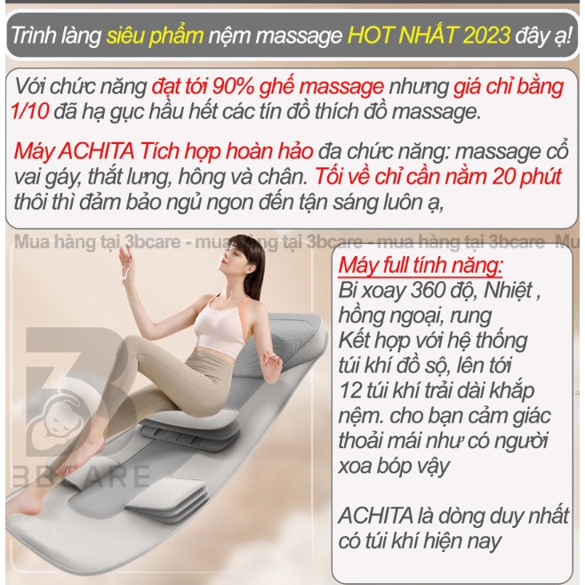 Nệm massage cao cấp toàn thân túi khí N25  xoa bóp khắp cơ thể,đệm massage toàn thân bảo hành 6 tháng