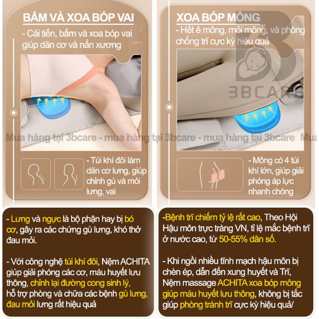 Nệm massage cao cấp toàn thân túi khí N25  xoa bóp khắp cơ thể,đệm massage toàn thân bảo hành 6 tháng