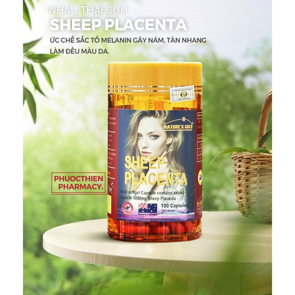 Viên uống nhau thai cừu Úc Sheep Placenta Nature's Gold 100 Viên - Đẹp da, mờ nám tàn nhang, tăng sinh lý nội tiết tố nữ
