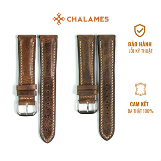 Dây da đồng hồ Nam cao cấp,dây Logan Sáp phong cách bụi, Vintage, da bò thật size 18/20/22/24 mm