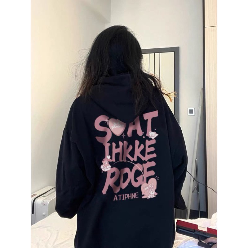 Áo Hoodie Nỉ Bông Form Rộng Nam Nữ Unisex Dáng Oversize Xám Tiêu siêu CUTE- HD18