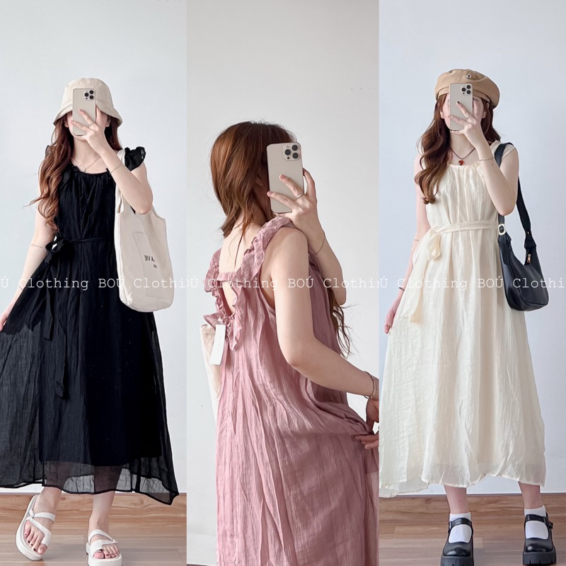 Đầm cánh tiên hở lưng tơ 2 lớp BOÚ Clothing (ảnh thật)