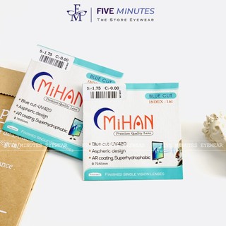 Mắt kính cận 0 - 8 độ Mihan Hàn Quốc, mỏng nhẹ chống bám nước, chống AS Xanh hiệu quả Five Minutes