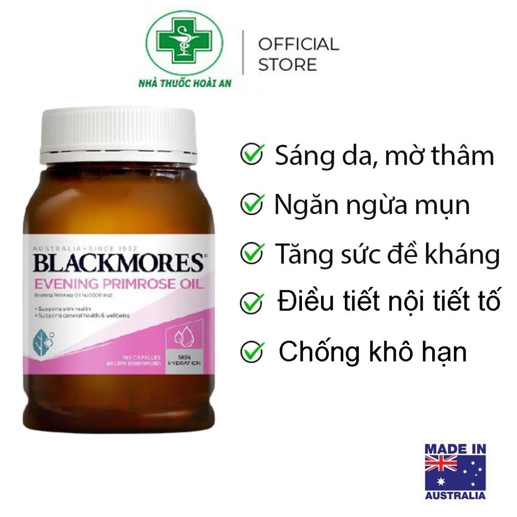 Tinh dầu Hoa anh thảo Blackmores Evening Primrose Oil, Úc  giúp làm đẹp da tóc, cân bằng nội tiết, giảm mụn