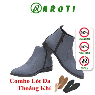 Giày Cao Cổ Nam AROTI Dáng Chealsea Boot Chất Đẹp Cao Cấp,Đế Khâu Siêu Bền, Tăng Chiều Cao 3cm   CB521-Xám (L) sp1
