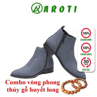 Giày Cao Cổ Nam AROTI Dáng Chealsea Boot Chất Đẹp Cao Cấp,Đế Khâu Siêu Bền, Tăng Chiều Cao 3cm CB521-Xám(HL)