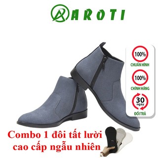 Giày Cao Cổ Nam AROTI Dáng Chealsea Boot Chất Đẹp Cao Cấp, Tăng Chiều Cao 3cm CB521-Xám(T)-maxre.net