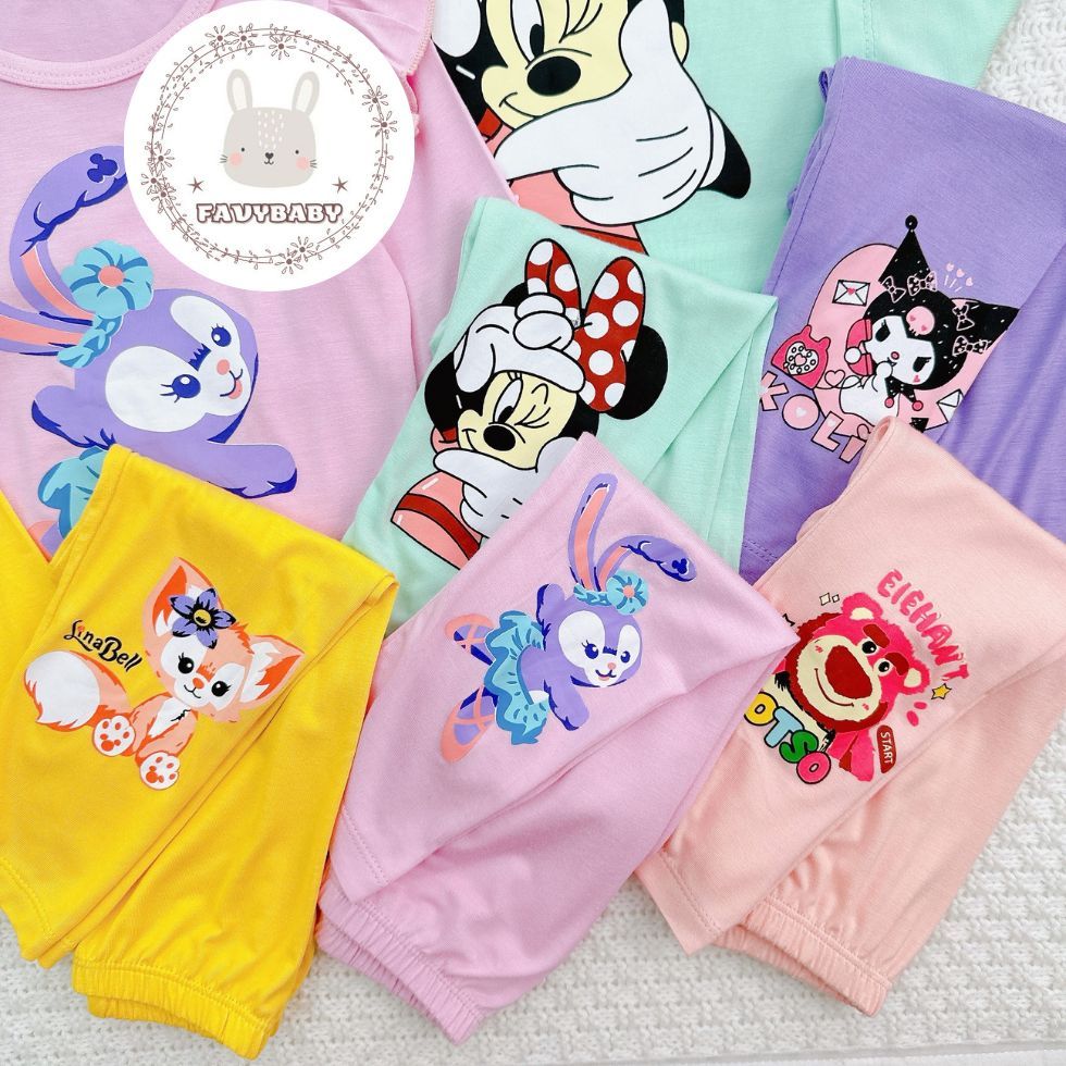 Bộ Dài Tay Thun Lạnh MINKY MOM Chính Hãng Tay Bèo Bé Gái Hình Koromi Gấu Dâu Mickey Bé 0 1 2 3 4 5 Tuổi - Favybaby