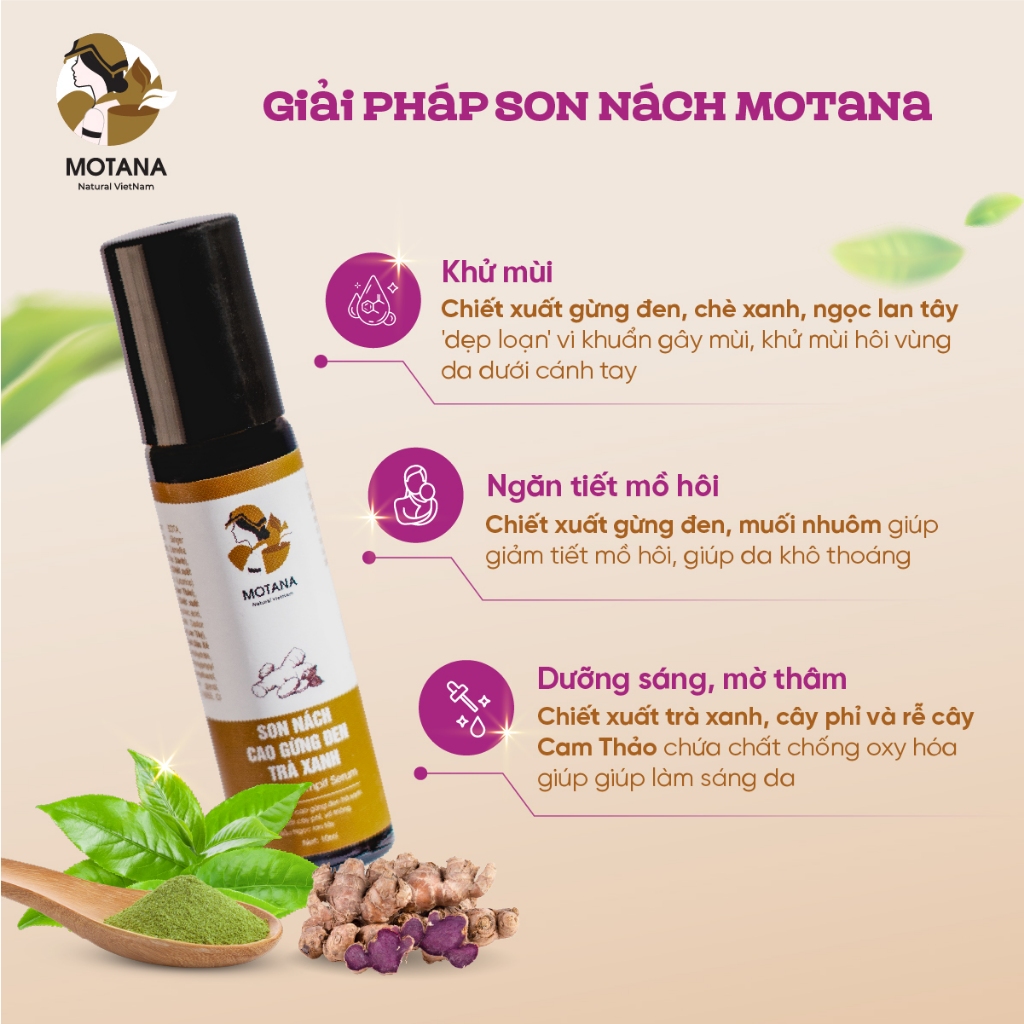 Son nách cao trà xanh Motana 10ml, lăn khử mùi hôi nách, ngăn tiết mồ hôi đến 72h