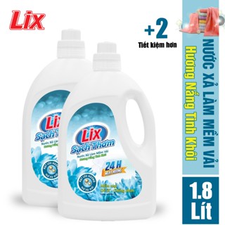 COMBO 2 chai nước xả vải LIX Sạch Thơm hương nắng tinh khôi (2 chai x 1.8 lít) L17801