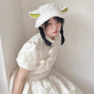 Mũ bucket tai cừu lông mịn ấm áp dễ thương