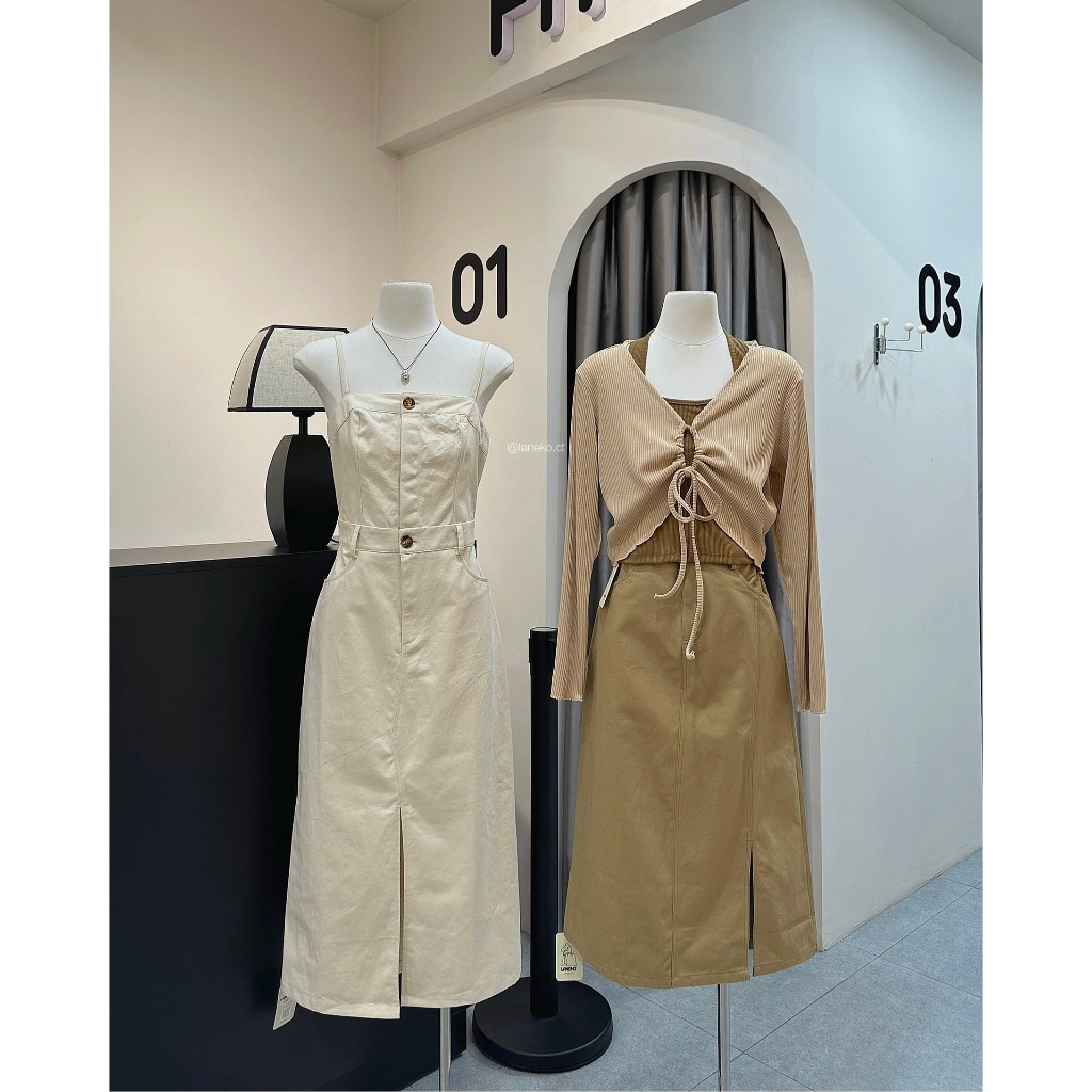 Set 3 món nâu váy crop choàng 1212 Laneko